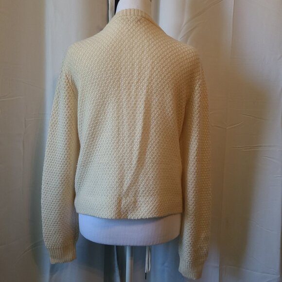 Woman's L/S Tori Burch Sweater Leather trim snaps Alpaca blend - M - Picture 7 of 12